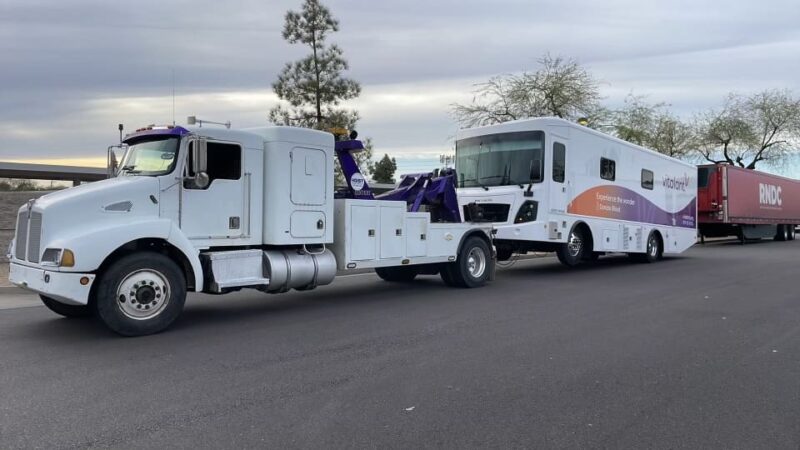 Hoist Towing & Recovery Recreational Vehicle towing of a Motorhome