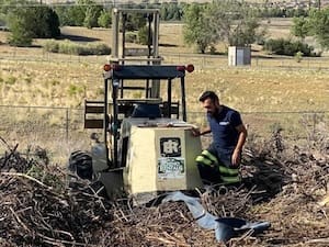 Hoist Towing off-road commercial equipment recovery of a stuck forklift in Chino Valley Arizona